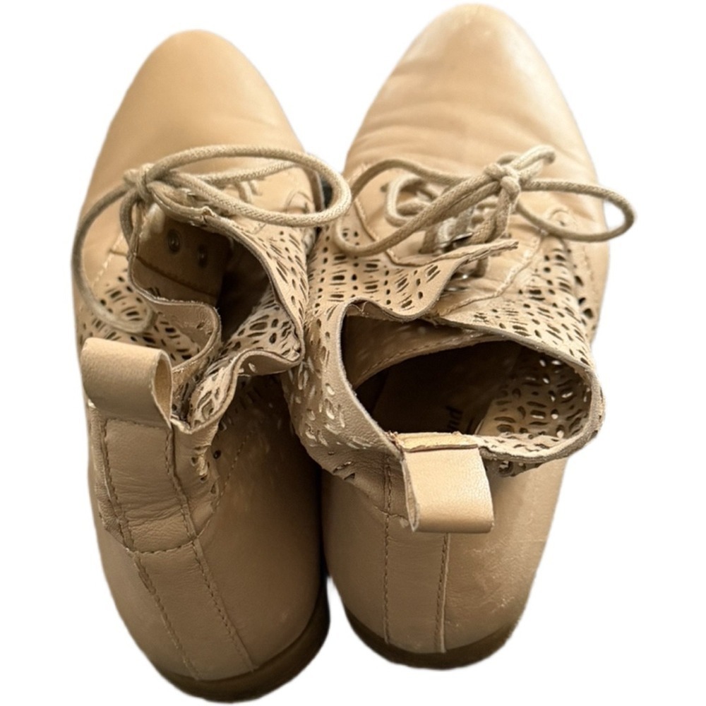 Lucky Brand Hirro beige leather laser-cut ankle booties Size 9.5 Western Cottage - Picture 3 of 8